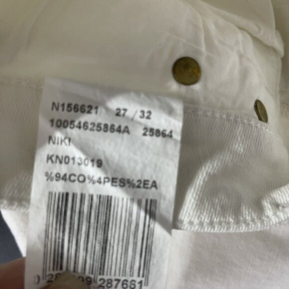 Mavi Niki Jeans Womens 25 Ivory White High Rise Straight Crop Raw Hem New - Picture 15 of 15